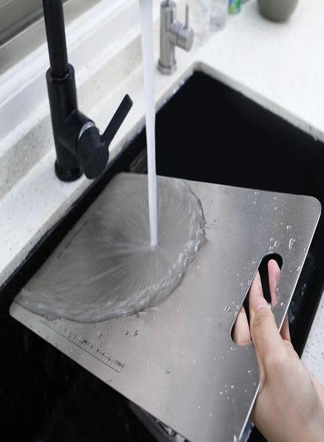 DeoDap Chopping Board 1 Pc - Stainless Steel Vegetable & Fruit Cut-Chop Board, Rustproof & Odor Resistant - Non Slip, Antibacterial Surface Cutting Board for Kitchen Tool & Food Preparation (31×20 cm) - Image 2